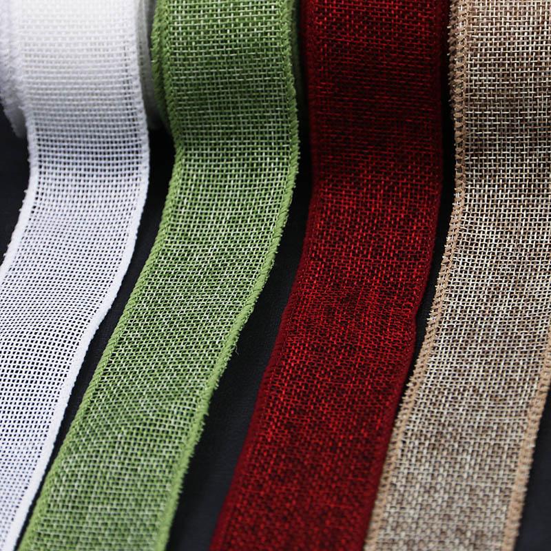 (5 meters/pack) 40mm color linen fabric iron wire edge ribbon gift box packaging ribbon festival decoration handmade DIY