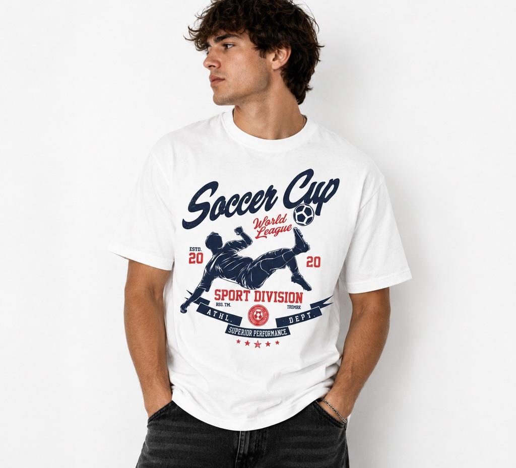 Soccer Cup T-Shirt Retro Soccer Player Graphic Football Fan Tee