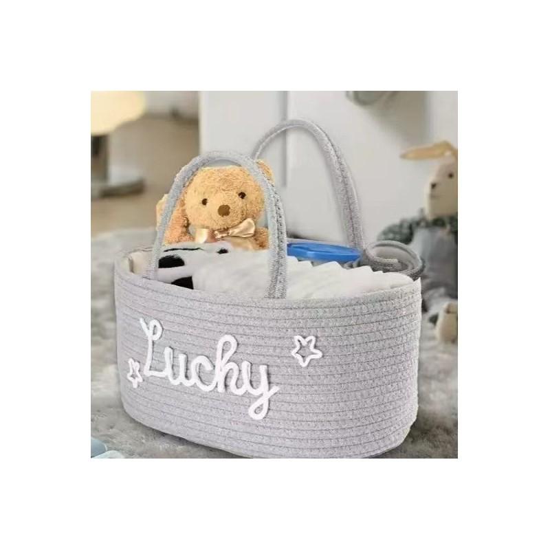 Cotton Rope Woven Storage Basket With Handles For Baby Care And Home Organization
