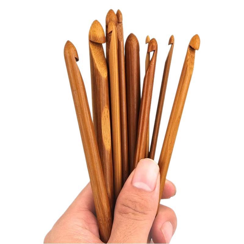 Carbonized Bamboo Crochet Yarn & Knitting Tool Set with Extra-Fine Old-Fashioned Bamboo Handle Set
