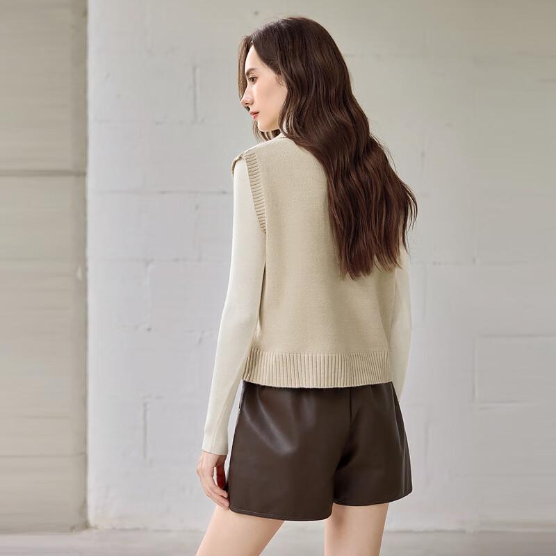 She Pool Damen Strickweste mit hohem Kragen und halbem Reißverschluss