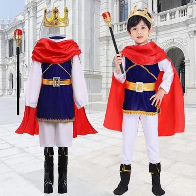 Flauschiger Prinz Cosplay Kleid Anzug Rollenspiel Kind Krone Gehstock Party Kostüm Geschenke