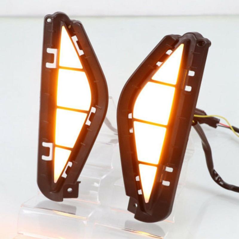 Hot,1 Pair Daytime Running Lights With Turn Signals Led Drl Fog Lamp Compatible For Hyundai Santa