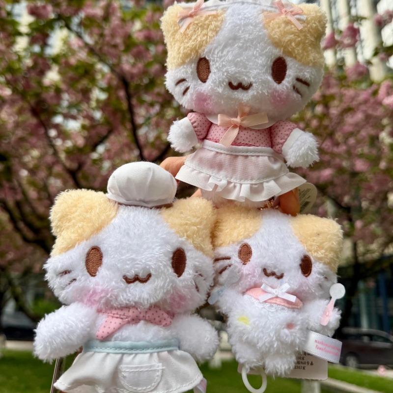 NEW Marshmallow Cat Dessert Series Cook plush toy keychain Cartoon Fuzzy Masyumaro Fuwafuwa Nyanko doll toy pendant decoration