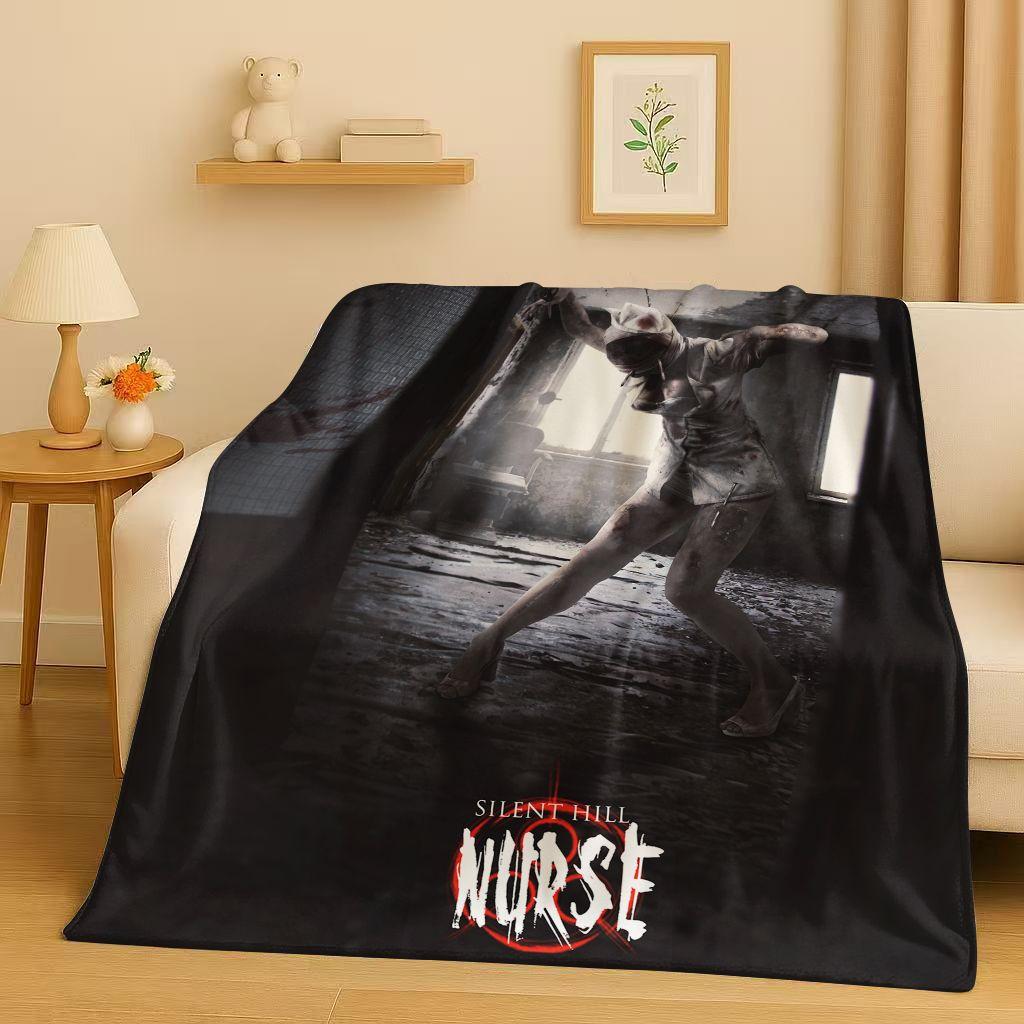 Classic Game Silent Hill Pyramid Head Horror Movie Flannel Blanket,Ultra Soft Warm Plush Throw for Home Bedroom Bed Sofa Cover