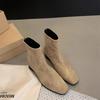 Suede versatile thick heel thin boots new autumn and winter small ankle boots velvet women's shoes short boots