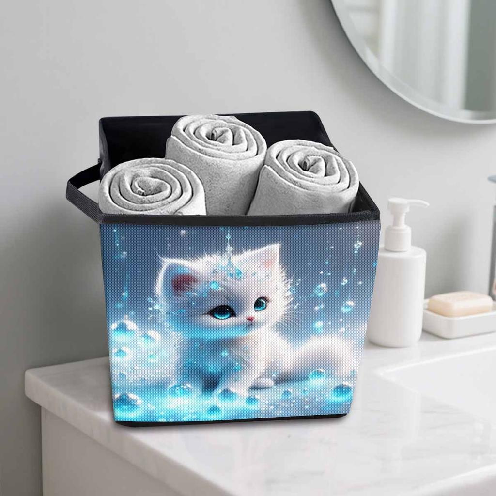 Cute little cat 5D Diamond Painting Storage Basket Full Round Drill Mosaic Diamond Embroidery Cross Stitch Kits Home Decor Home Decor