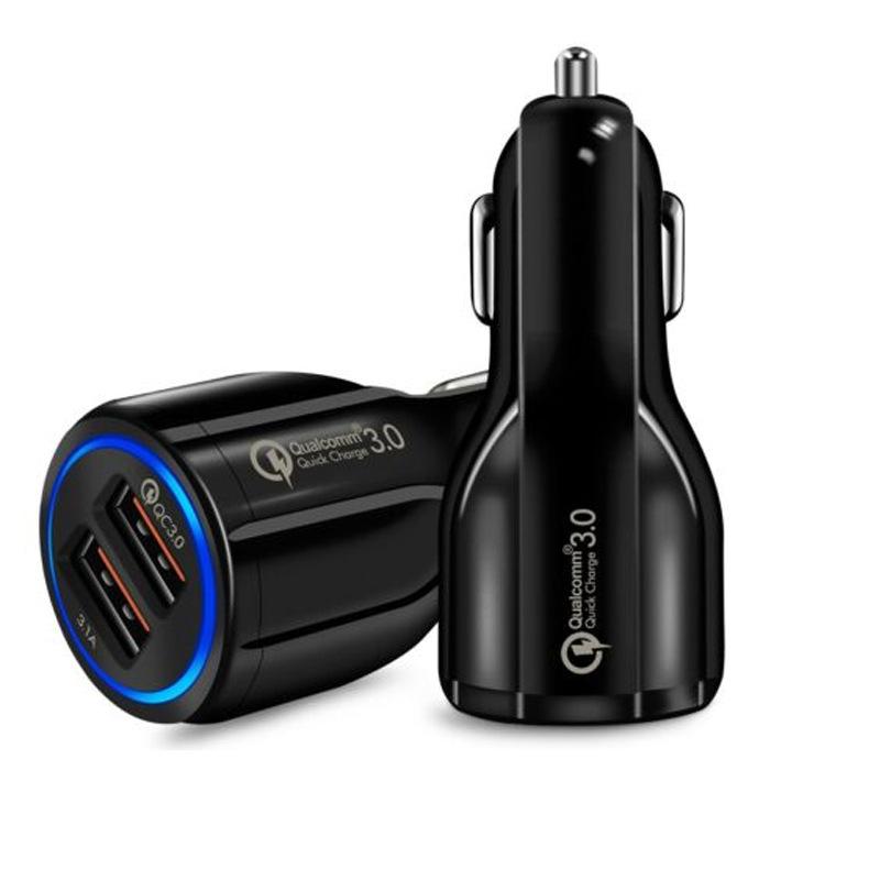 3.1A QC3.0 2 USB Car Charger 12-24V Car Adapter Socket Splitter Cigarette Lighter Quick Car Phone Charger For IPhone Samsung