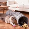 Cat Tunnel Tube Toy Kit Collapsible 2 Way Grey Plush, Pet Tunnels for Indoor Cats, Long Tubes for Puppy, Kitty, Kitten, Rabbit for Playtime &