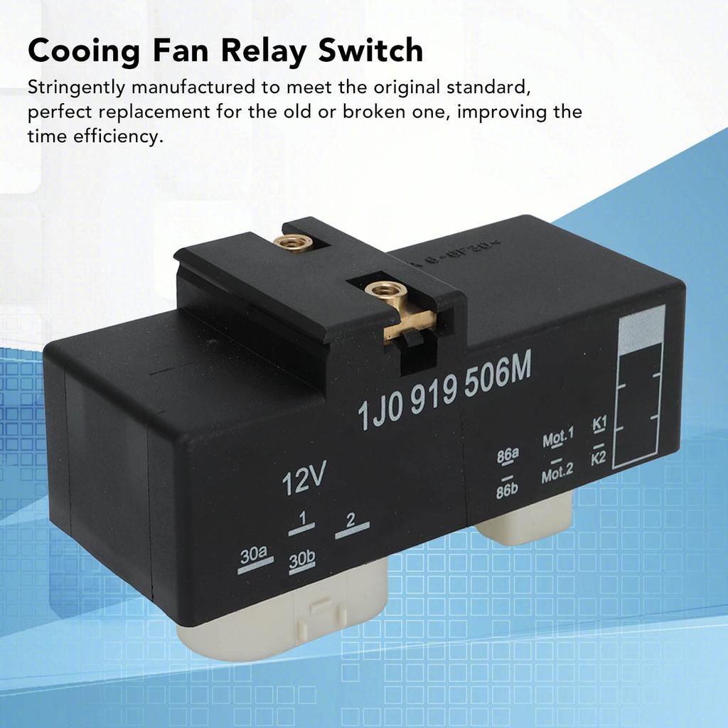 12V Relay, Radiator Cooling Fan Relay, 12V Relay, Cooling Fan Control Module Relay, Electric Fan Relay Kit 1J0919506M 12V ABS