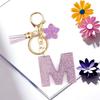 Flash Powder 26 English Letters, Diy, Resin Keychain, Purple Flower, Pendant, Bag Pendant, Keychain, Christmas Gift, Stocking Stuffers