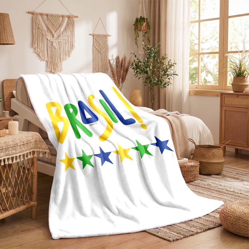 Brazil national football team Print Flannel Blanket Soft Warm Sofa Bed Throw Blanket For Home Office Bedroom
