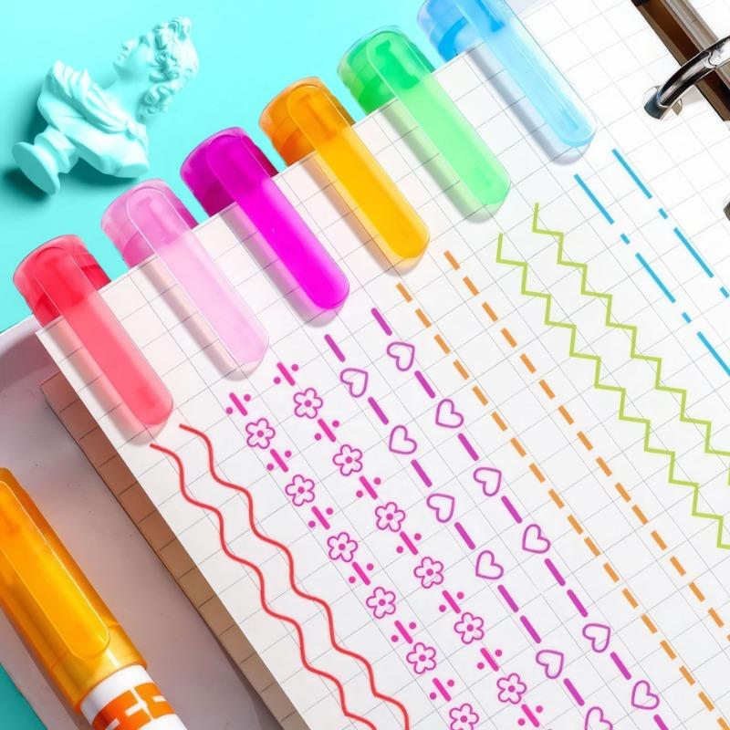 Creative Pattern Curve Highlighter Pens For Student Journal Hand Account Marking