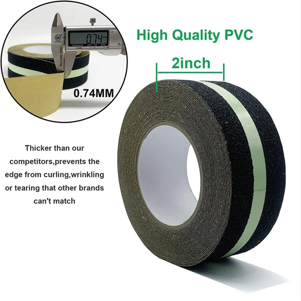 2/5M Anti Slip Traction Tape Glow In Dark Green Stripe Friction Abrasive Strong-Adhesive Safety Traction Tape For Stairs Steps