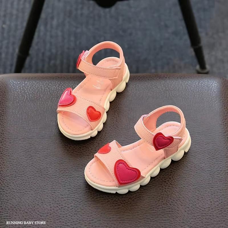 

Lovely Heart Shape Children Sandals for Girls Summer Open Toe Sandals Kids Girls New Arrival Baby Girl Beach Shoes I03123 22 рожевий