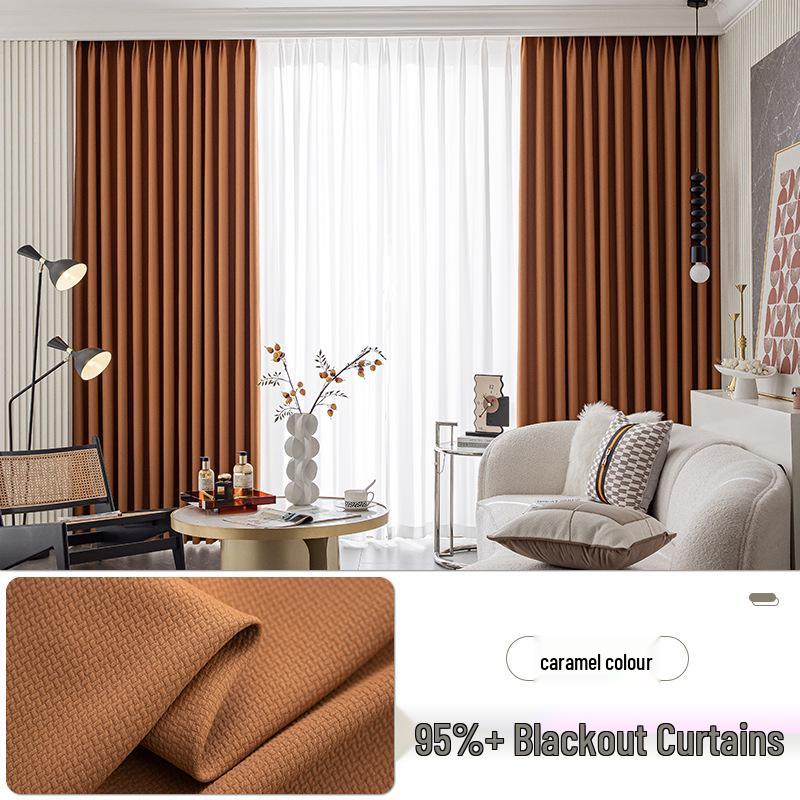 2025 Dual-Sided Blackout Curtains - Rice Grain & Pea Cotton for Living Room, Bedroom, Balcony