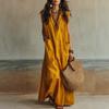 Abito a camicia lungo da donna con colletto a punta senza maniche vestibilità larga tinta unita tasca stile boho per vacanza casual abito estivo lungo