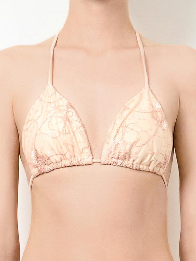 Loe Scarlett Apricot Lace Triangle Bikini Top
