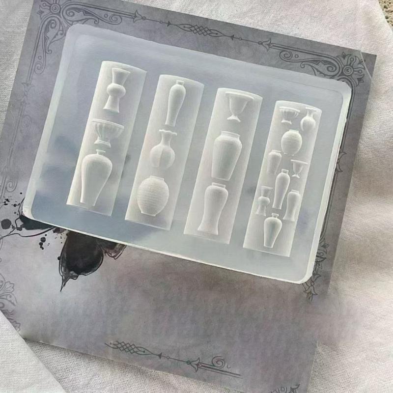 Vintage Porcelain Vase 3D Silicone Nail Mold For Nail Charms Diy Nail Art Decorations Soft Stamping Mold Manicure Design Tools