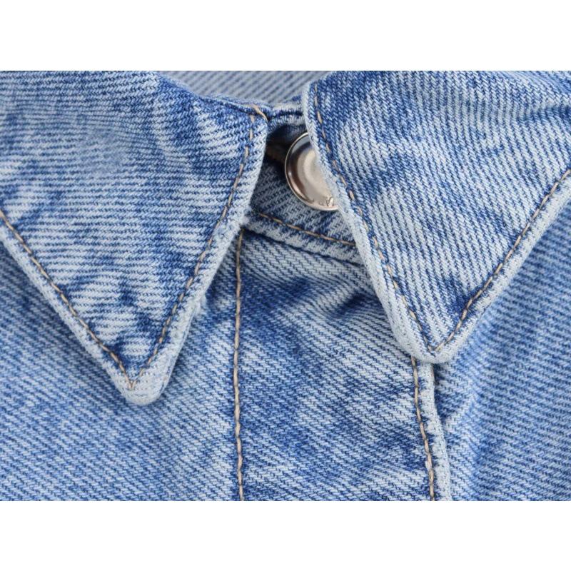 Damen Jeanshemdjacke mit Kragen und Taschen - 2026 Vielseitiger Stil