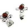 Les Trésors De Lily [N2230] - Cognac Amber 'Inspiration' Silver Earrings (rhodium-plated)