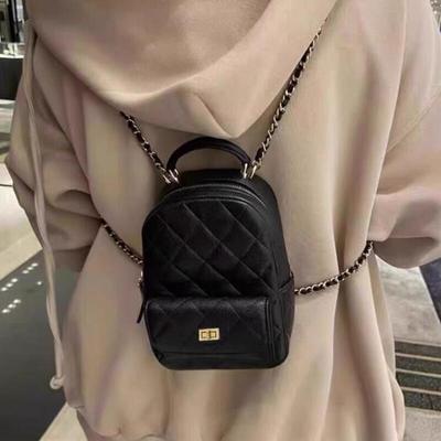 Frauen Rucksäcke Hohe Qualität Leder Rucksäcke Weibliche Kleine Rhombus Nähen Schulter Taschen Mode Kette Handheld Handtaschen
