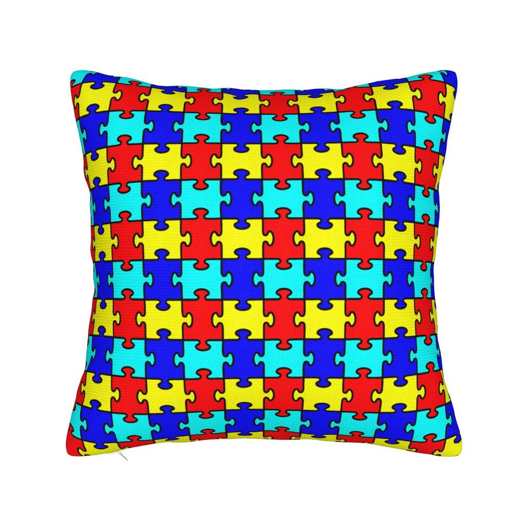 Autism Awareness Blue Puzzle Piece Pattern Pillow Case Graphic Pillow Cover For Sofa Bedroom Home Decor Fashion Pillowcases