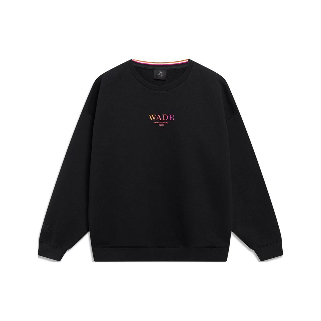 Li Ning Sweatshirts Unisex Black Crew Neck Moderate Regular AWDT143-7