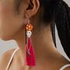 Rice Bead Halloween Earrings Tassel Ear Jewelry Accessories Trendy Pumpkin Earrings  Party