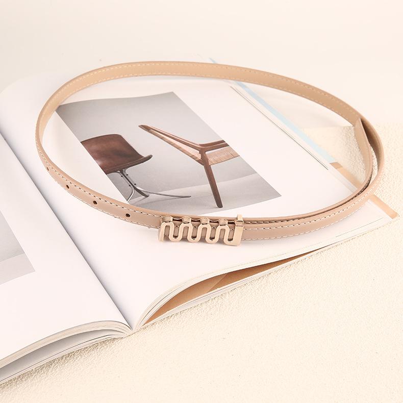 

Женский ремень Универсальный Модный Декоративный Джинсовые Брюки Ретро Тонкий Пояс на Талию абрикосовый