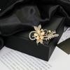 Brooch Retro Style Leaf Floral Design Lapel Pin with Faux Opal Inlaid Sweaters Collars Hats Bags Coats Scarves Badge Outfit Accessory