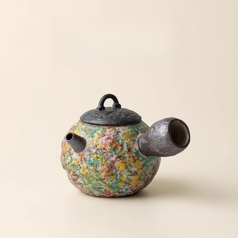 

Керамический чайник с боковой ручкой Rock mine для одного человека 2025 новый китайский высококлассный чайный набор для Кунг-фу для заваривания чая домашний одиночный чайник