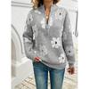 Floral Pattern Half-zip Sweater - European and American Style with Dropped Shoulders