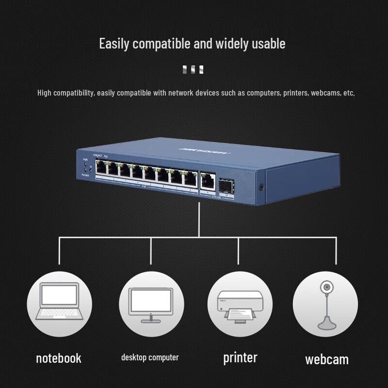 

Hikvision 10-Port Gigabit PoE Unmanaged Switch