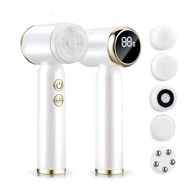 6 In 1 Electric Cleansing Brush Ultrasonic Facial Cleaner Rotating Cleansing Face Deep Cleansing Exfoliation & Gentle Skincare