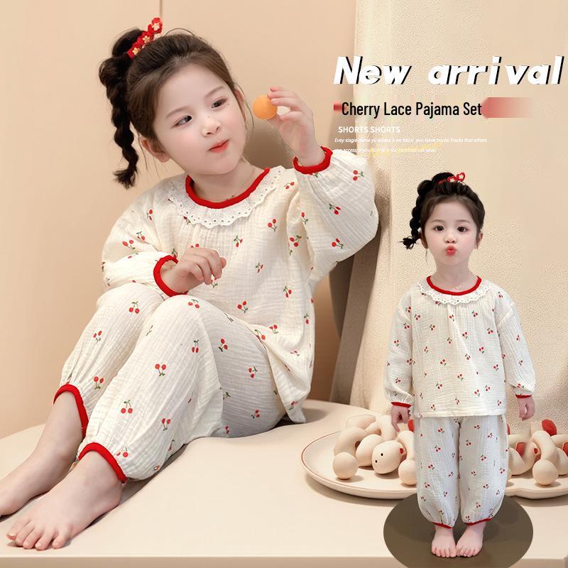 

2025 Spring & Autumn Girls Long-Sleeve Cotton Pajama Set 130 cm