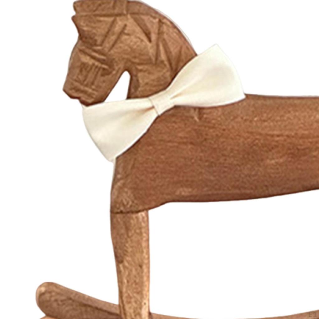 Rocking Horse Ornament Carved Wooden Figurine Housewarming Table Centerpiece Office Retro