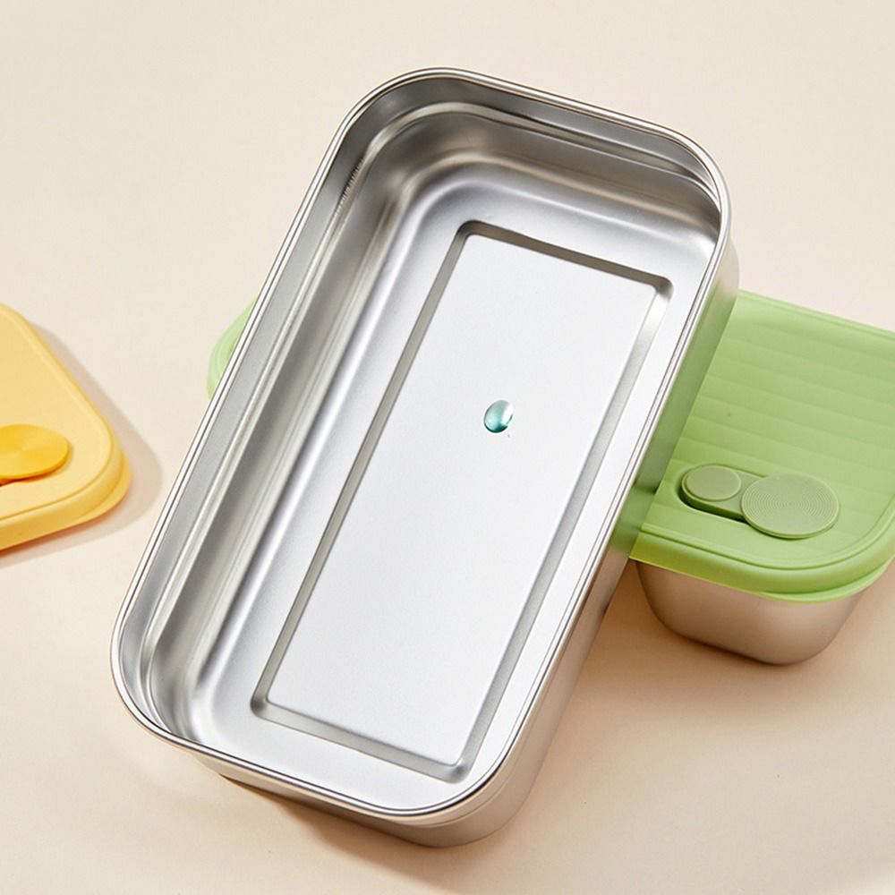 Boîte à déjeuner en acier inoxydable avec joint en silicone, simple/double compartiment, plateau alimentaire de voyage, bureau
