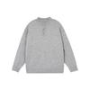 Men's High-End Retro Henley Collar Long Sleeve Knit Sweater for Autumn and Winter
