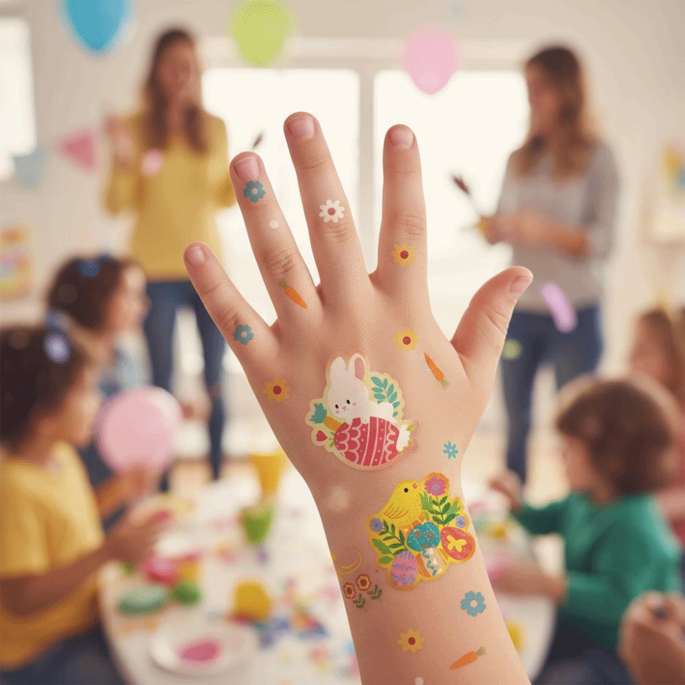 Wrist Arm Face Leg Face Temporary Tattoo Rabbit Carrot Eggs Flower Freckle Tattoo Easter Day