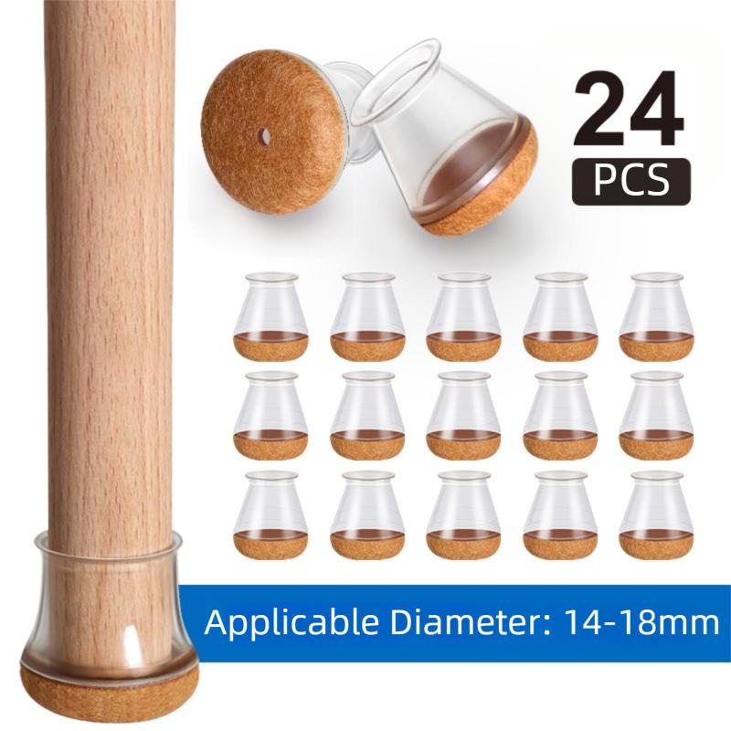 24 Pcs Chair Leg Protectors for Hardwood Floors Silicone Chair Caps Covers Feet Furniture Pads Sliders Wrapped Felt Bottom