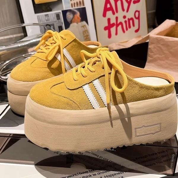 2025 Frühling neue Baotou Pantoletten Damenmode vielseitig erhöhend dicker Boden lässig Pantoletten Nische hoher Sinn halbe Pantoletten ins