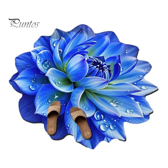 Shower Floor Mat 3D Flower Area Rug Realistic Floral Pattern Plush Absorbent Bathroom Non-Slip Soft Velvet for Living Room Bedroom Kitchen Entryway