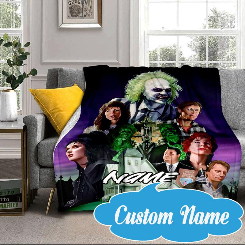 Custom Name Beetle-juice Movie Art Blanket bed sofa Blanket Flannel Blanket for Camping, Hiking, Picnic Essentials,gift for Fan family