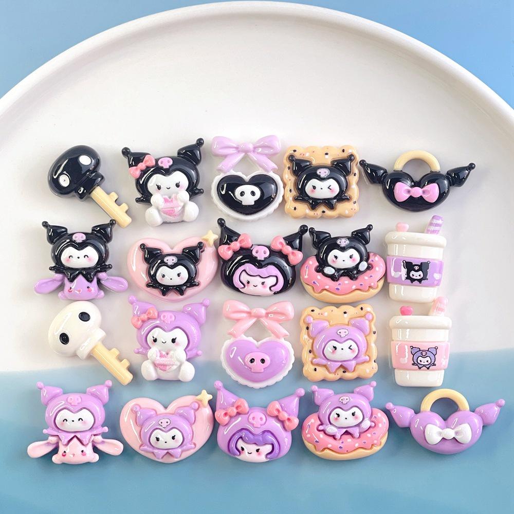 Kreskówkowe Fioletowe Ryżowe Akcesoria z Żywicy Do Rękodzieła DIY, Gumki do Włosów i Spinki do Włosów