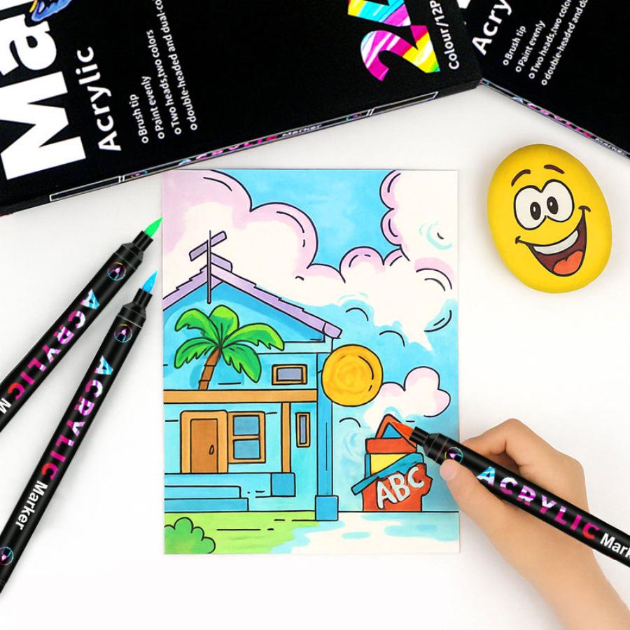 36-farbige wasserbasierte Marker mit doppelter Spitze für DIY und Kindergartenkunst.