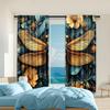 2 Pcs   Versatile Polyester Transparent Curtains for Home Decoration Dragonfly for Use In Bedrooms and Living Rooms