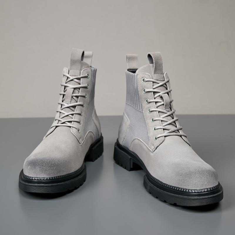 Vintage Martin Boots British Style Thick-Soled High-Top Men'S Tooling Boots Waxed Leather Outdoor Hiking Boots