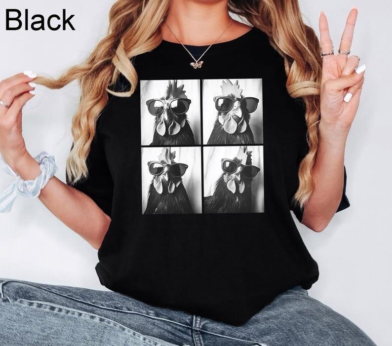 Chicken Shirt Funny Rooster Shirt Funny Chicken Shirt Chicken With Sunglasses Unisex T-Shirt XXXXL