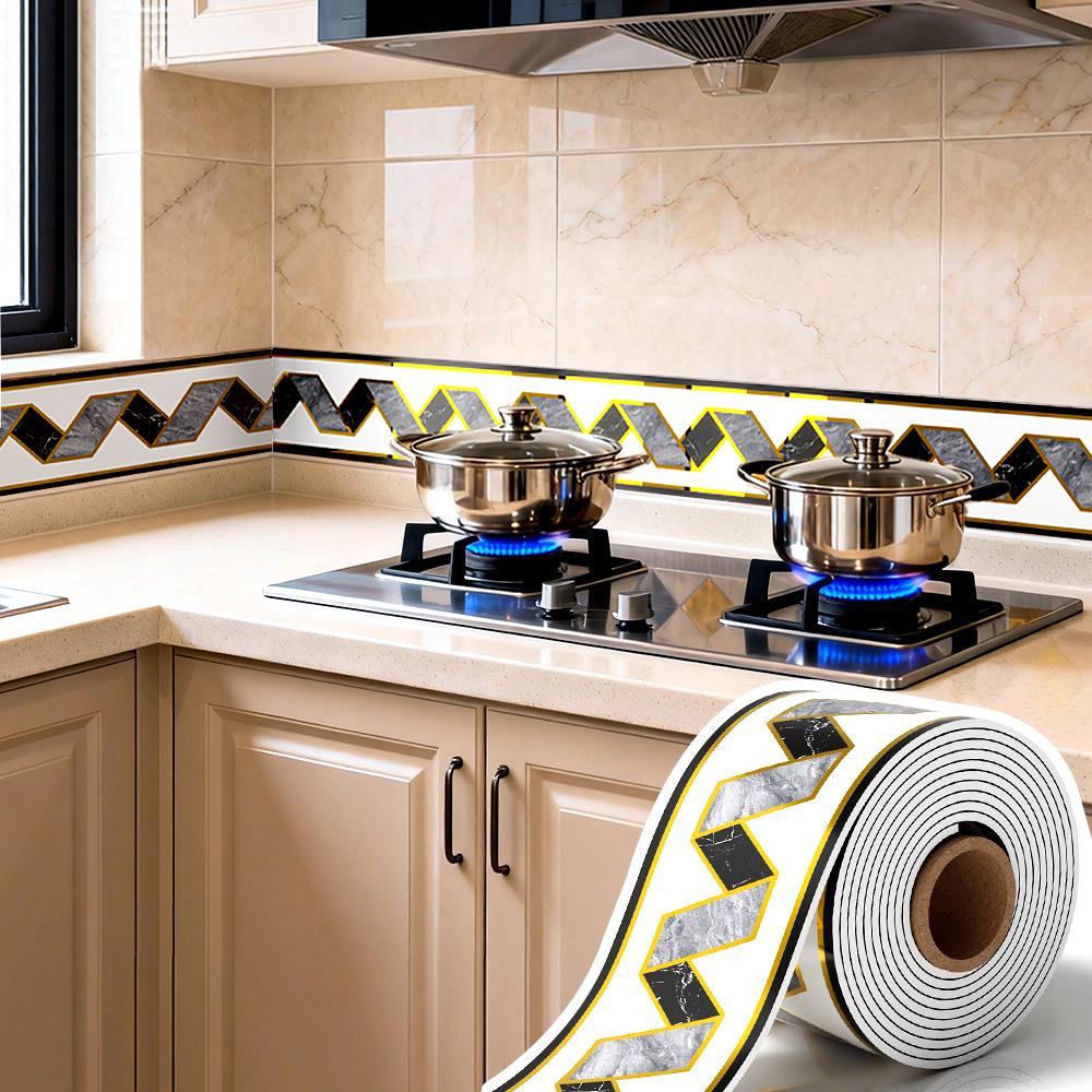 Thickened Waterproof PVC Self-Adhesive Tile-Look Baseboard Sticker